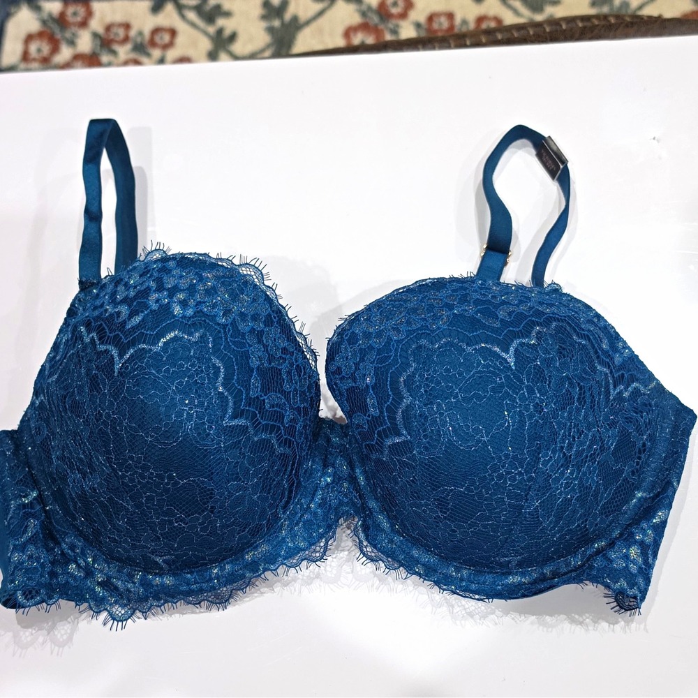 Victoria's Secret Dream Angels Blue Lace Demi Underwire Bra 36D New